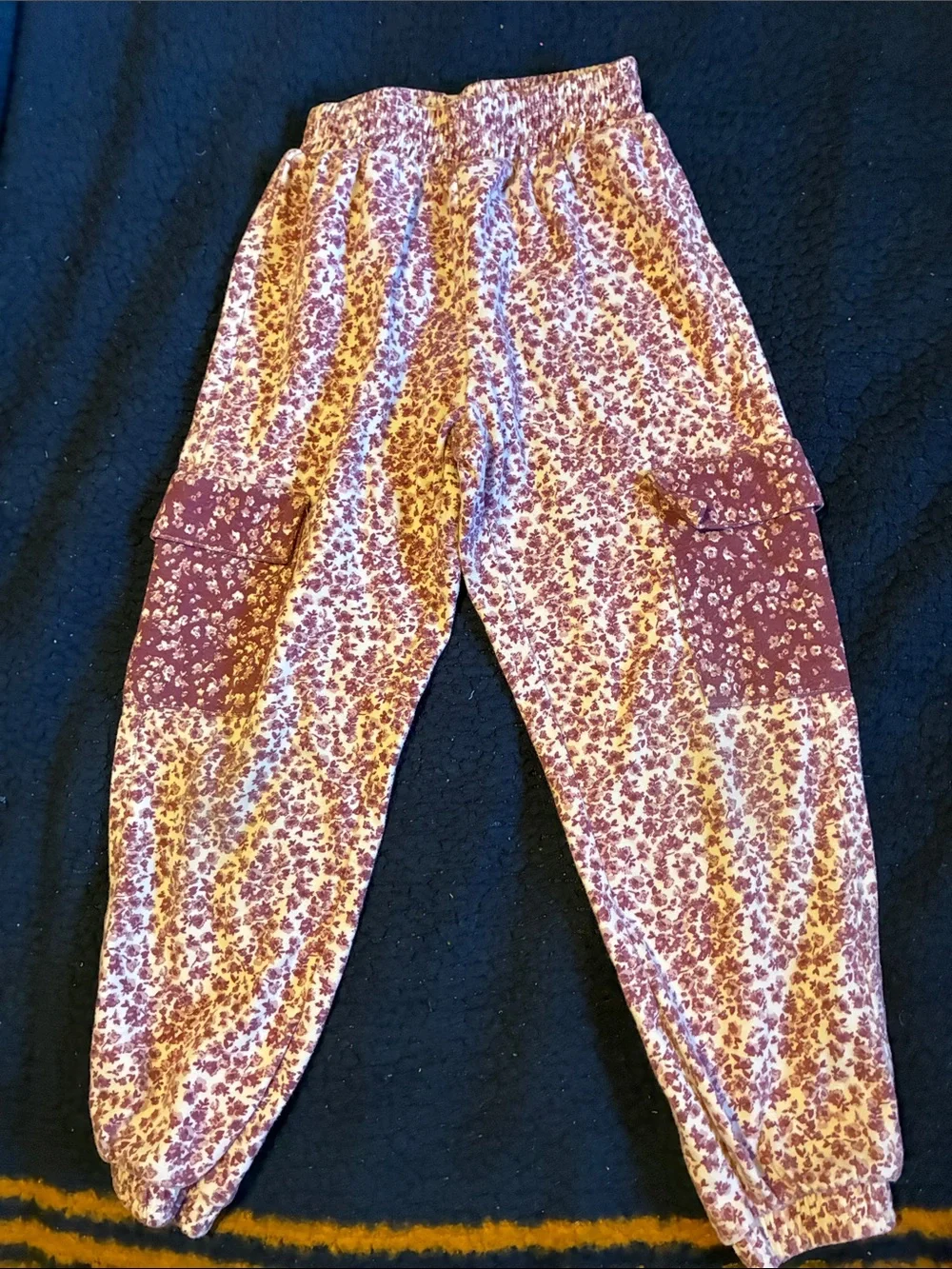 Zara Purple Floral Cargo Jogger Pants - Kids